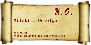Miletits Orsolya névjegykártya